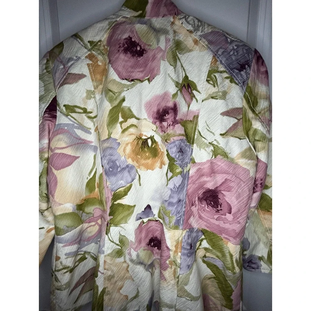 Vintage‎ 90's Coldwater Creek Floral AOP Pearl Snap Button Up Blazer Jacket